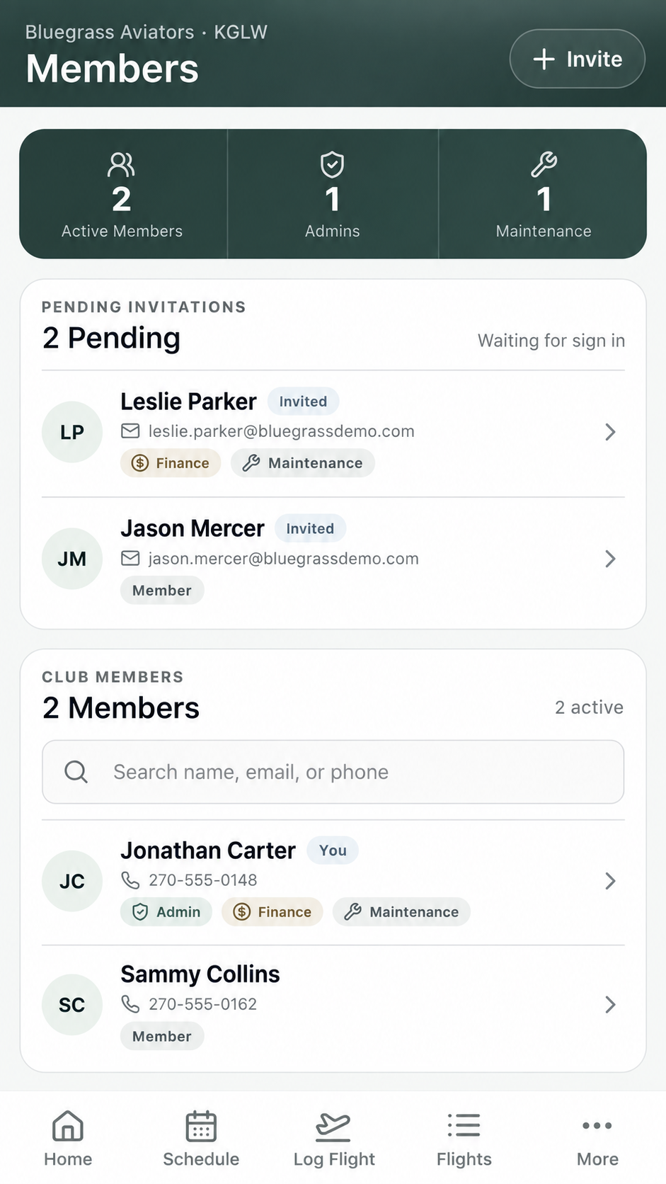ClearTurn Connect member management screen